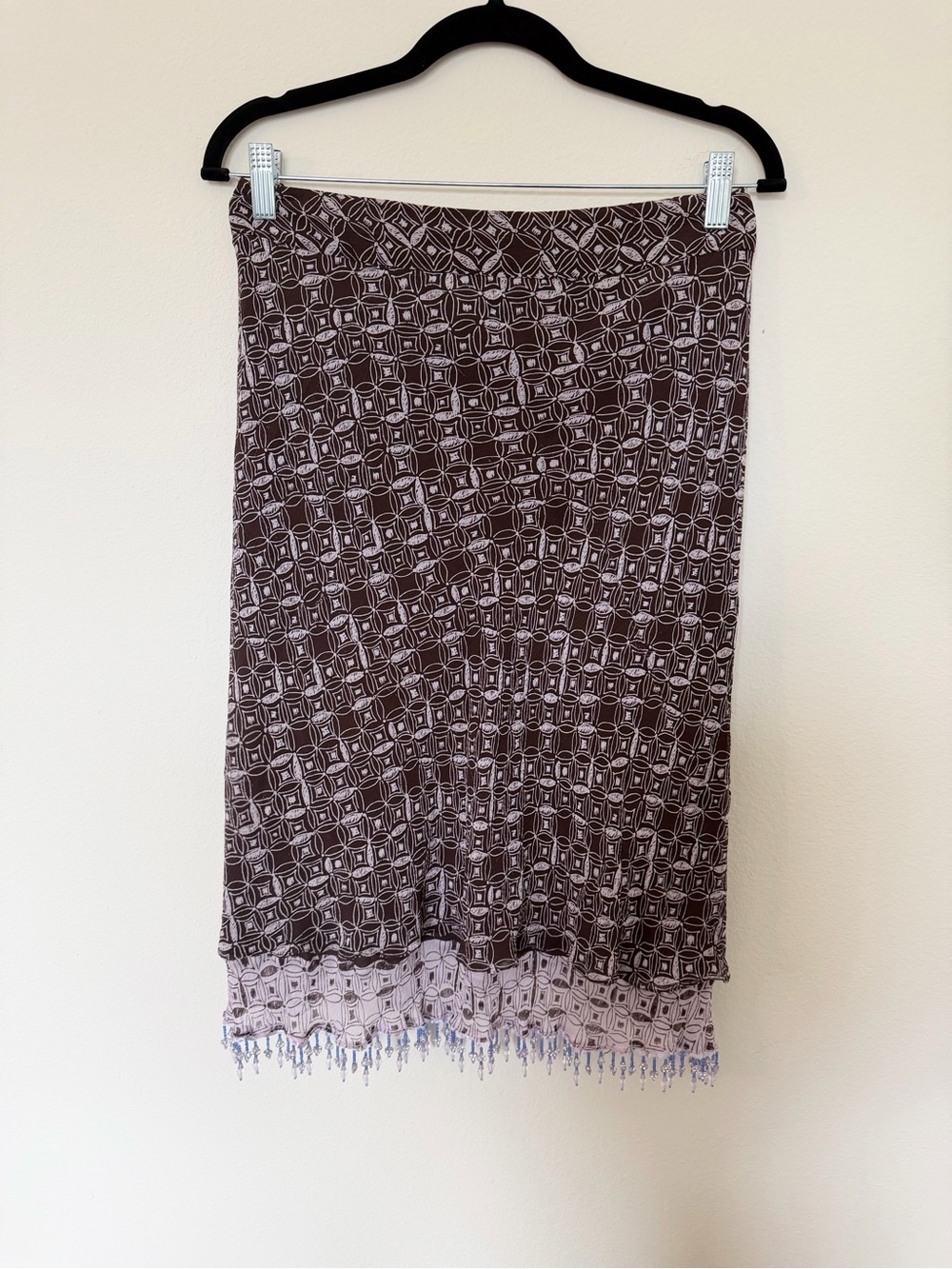 Valerie Stevens Silk Beaded Plum / Lavender Midi Skirt 16 / XL
